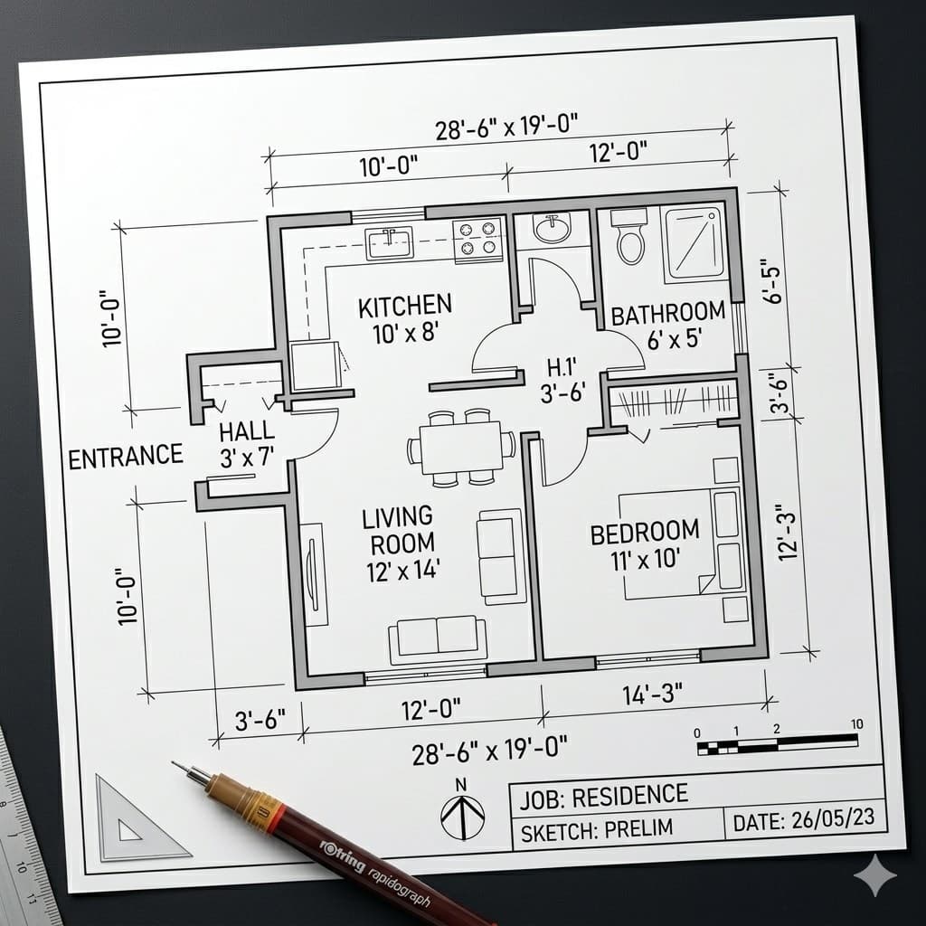 After: Finished professional CAD floor plan